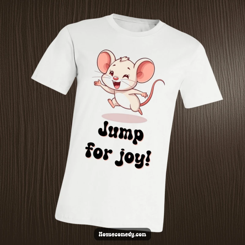 Funny Mouse Cub T-Shirt: This t-shirt features a cute mouse cub mid-air, attempting a clumsy yet enthusiastic leap.