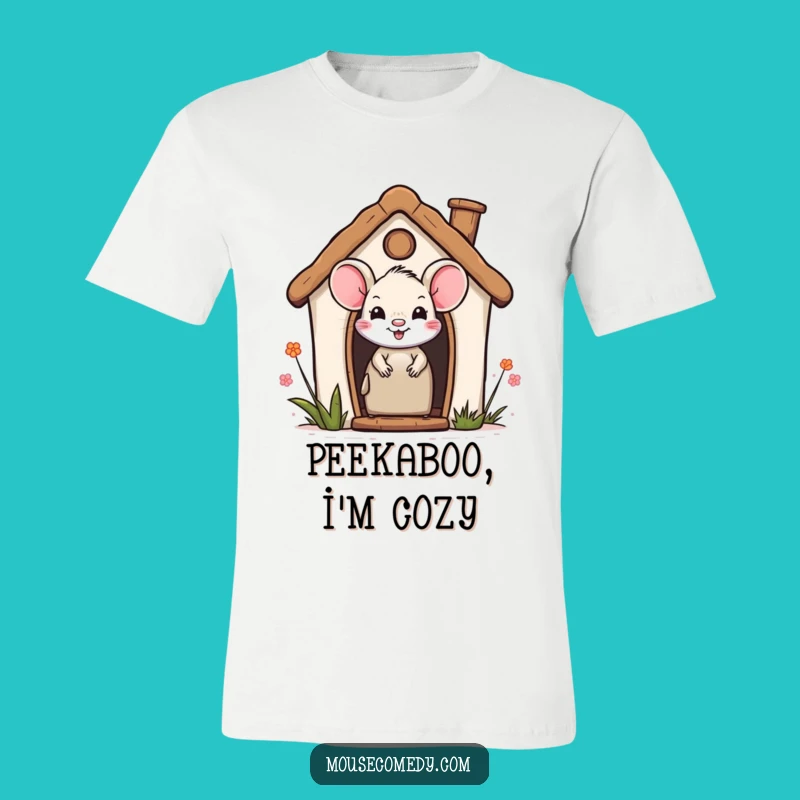 Funny Mouse House Tee - Adorable Peeking Critter Shirt Gift