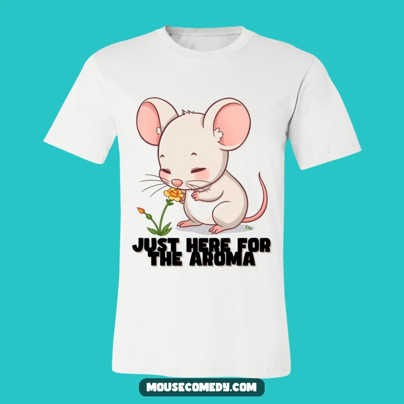 Funny Mouse Sniffing Flower T-Shirt: Cute Animal Graphic Tee, Perfect Funny Gift for Gardeners