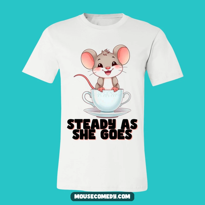 Funny Mouse Teacup T-Shirt: Wear Your Cheerful Grin with This Adorable Design