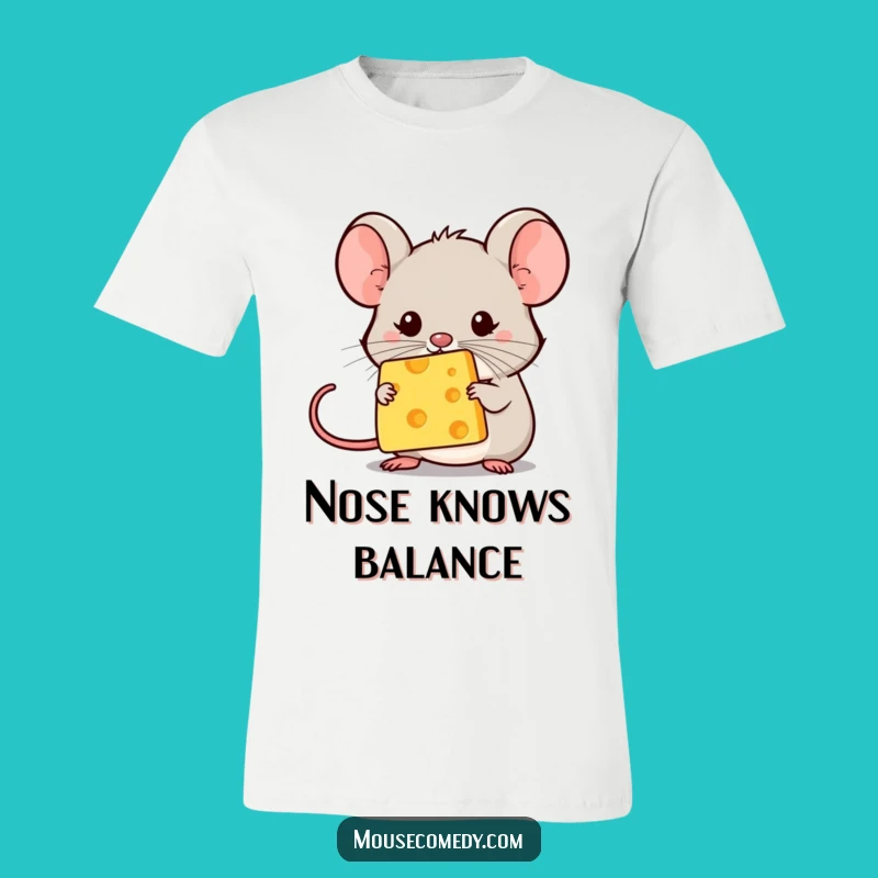 Funny Kawaii Mouse Cheese Balance T-Shirt: Precarious Fun Funny Gift!