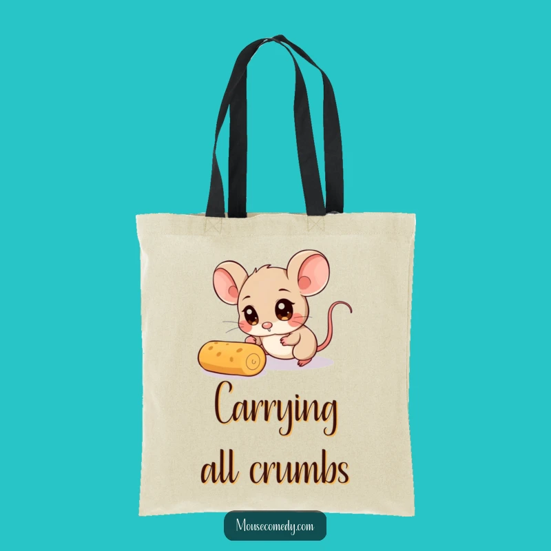 Funny Mouse Tote Bag: Wide-Eyed Crumb Hunter, Chic Funny Gift