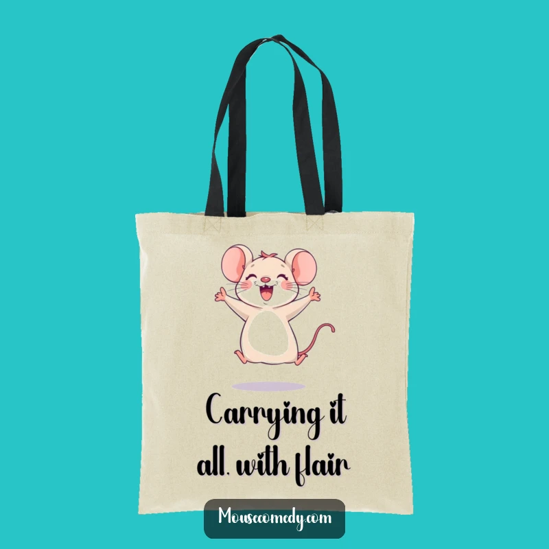 Funny Joyful Mouse Leap Tote Bag: Carry Your Essentials with a Smile!