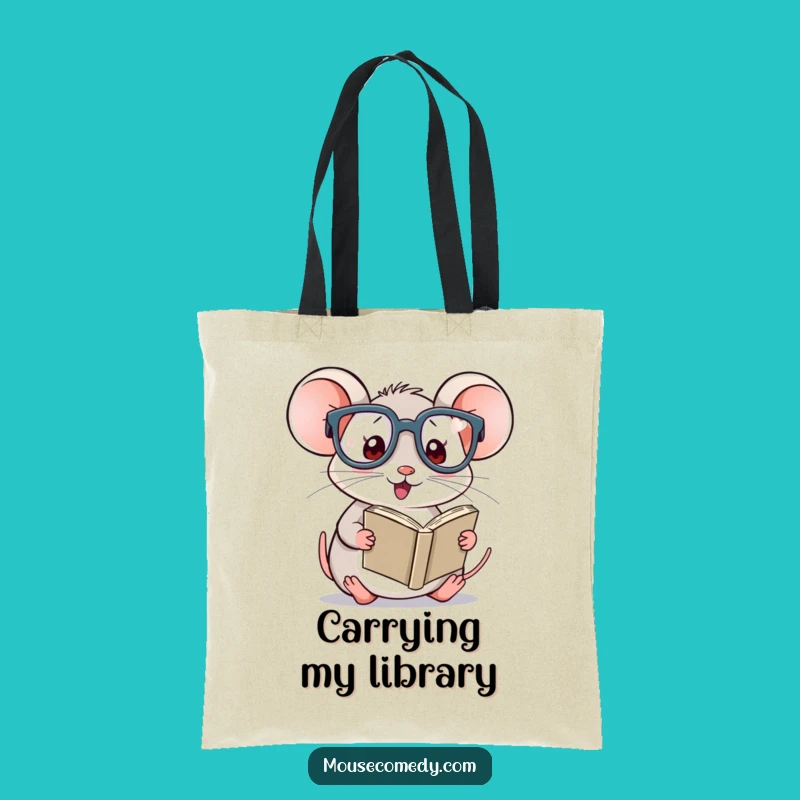 Funny Kawaii Mouse Reading Tote Bag - Stylish and Hilarious Book Carrier