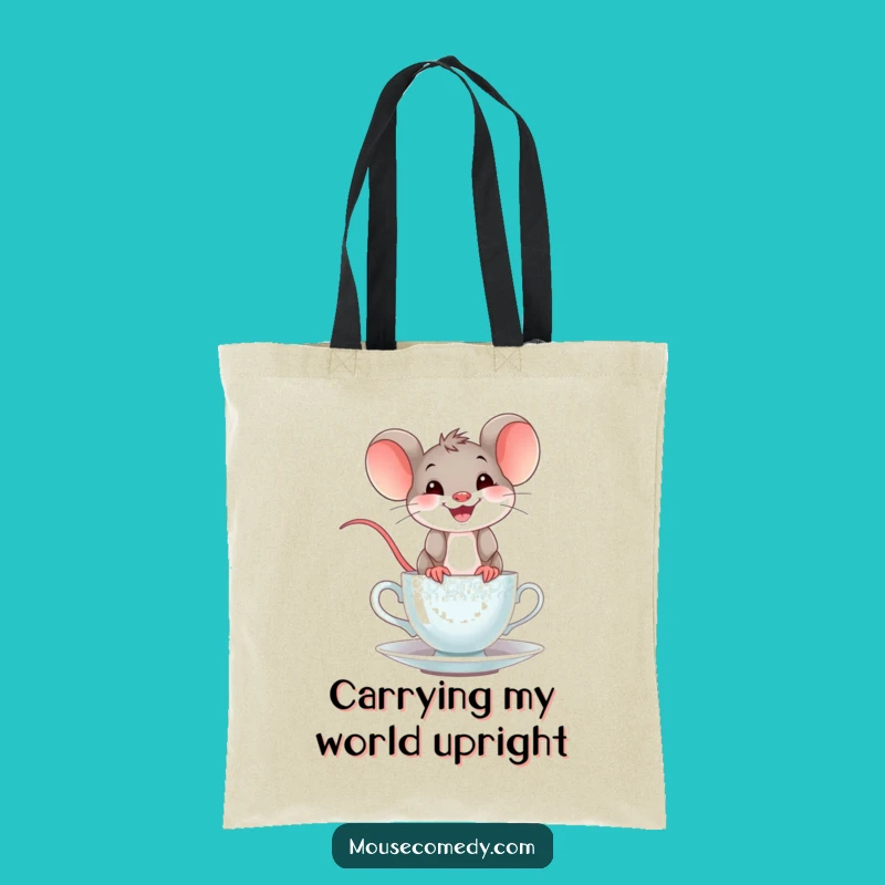 Funny Mouse Teacup Tote Bag: Carry Your Essentials with a Cheerful, Humorous Balance