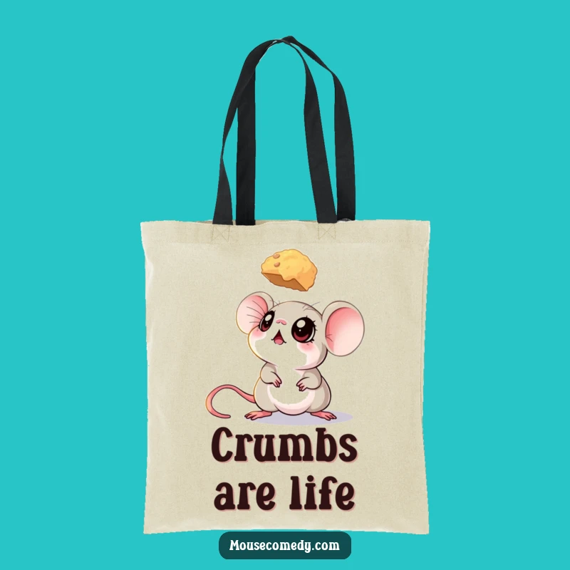 Funny Big-Eyed Mouse Tote Bag - Crumb Collector, Humorous Carry-All