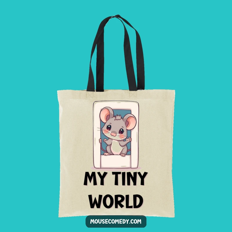 Funny Curious Mouse Tote Bag - Whimsical Peeking Door Accessory, Great Funny Gift