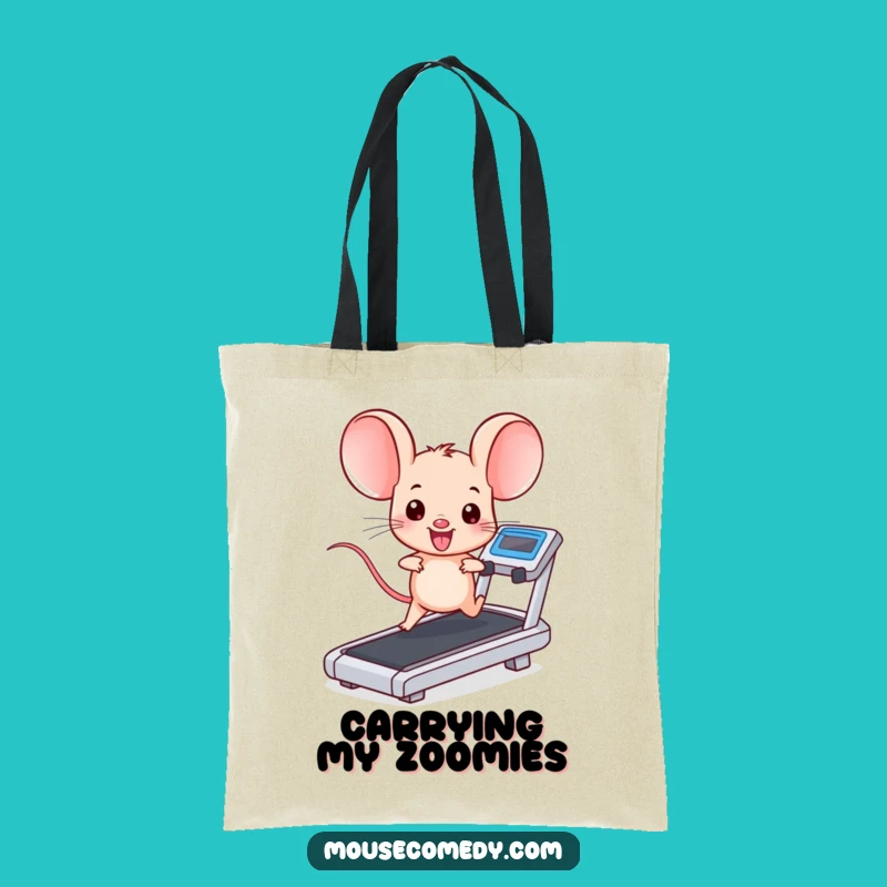 Funny Kawaii Mouse Treadmill Tote Bag: Carry Your Gains & Giggles Funny Gift!