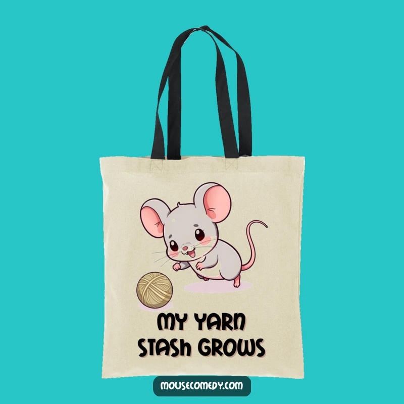 Funny String Hunter Tote Bag - Kawaii Mouse Playful Gift