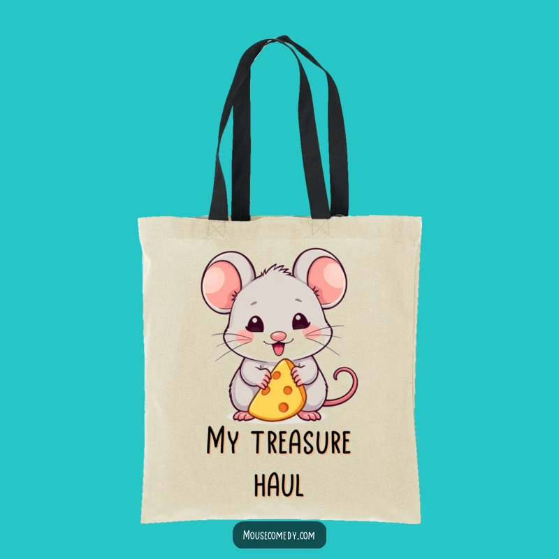 Funny Kawaii Mouse Tote Bag: Cheese Lover Essential - Durable Cute Gift!